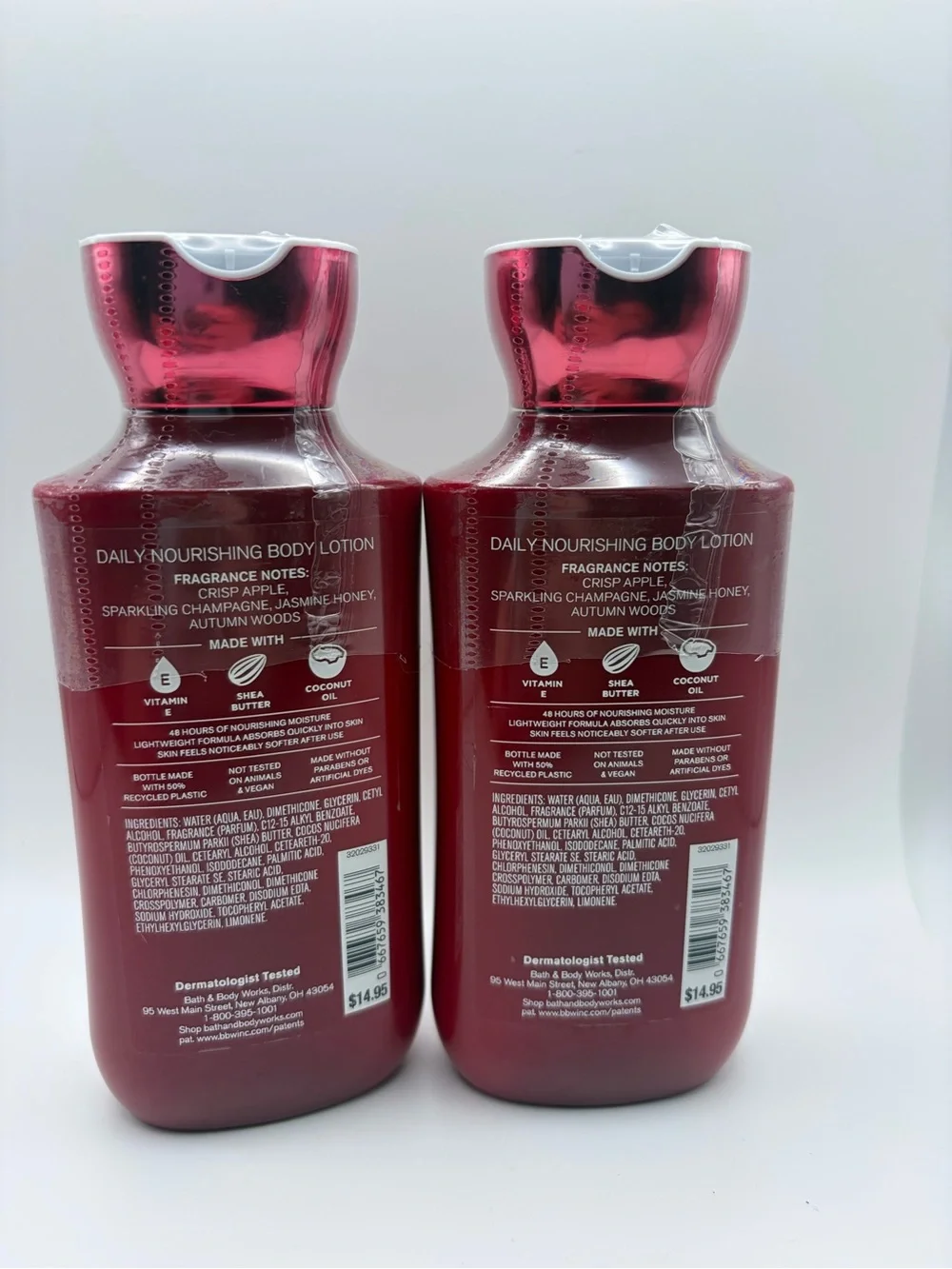 2 Bath & Body Works Champagne Apple & Honey Body Lotion - Red